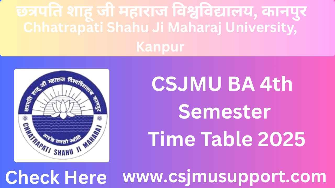 CSJMU BA 4th Semester Time Table PDF Download