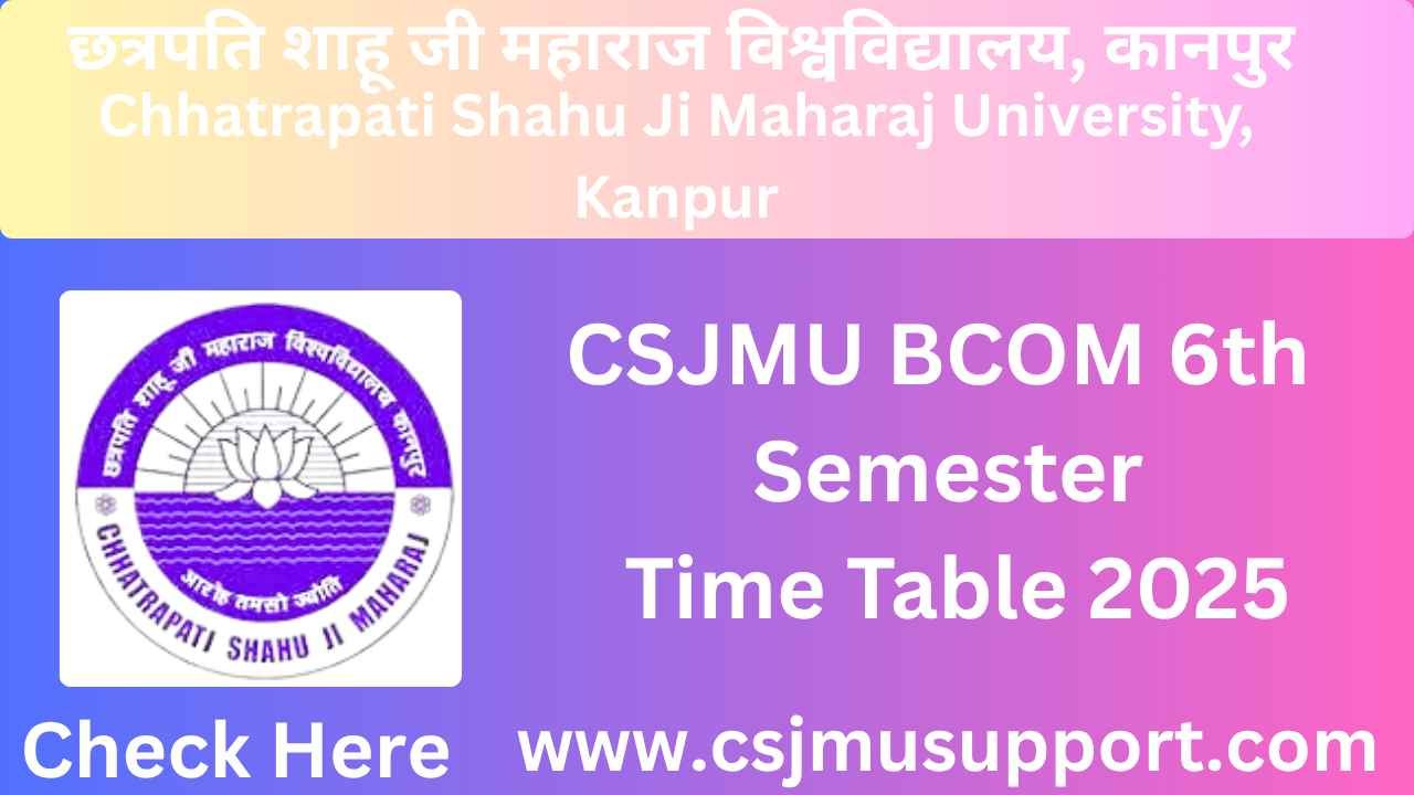 CSJMU BCOM 6th Semester Time Table PDF Download