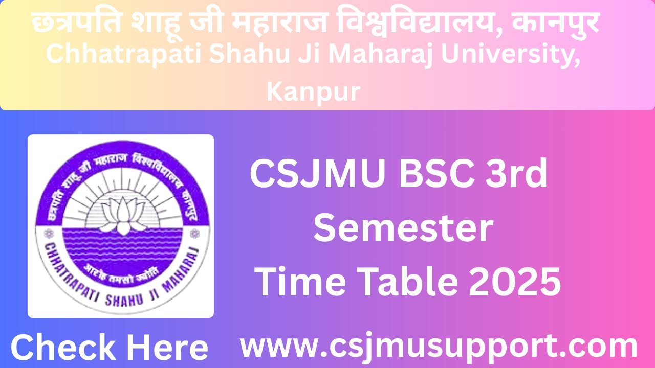 CSJMU BSC 3rd Semester Time Table PDF Download