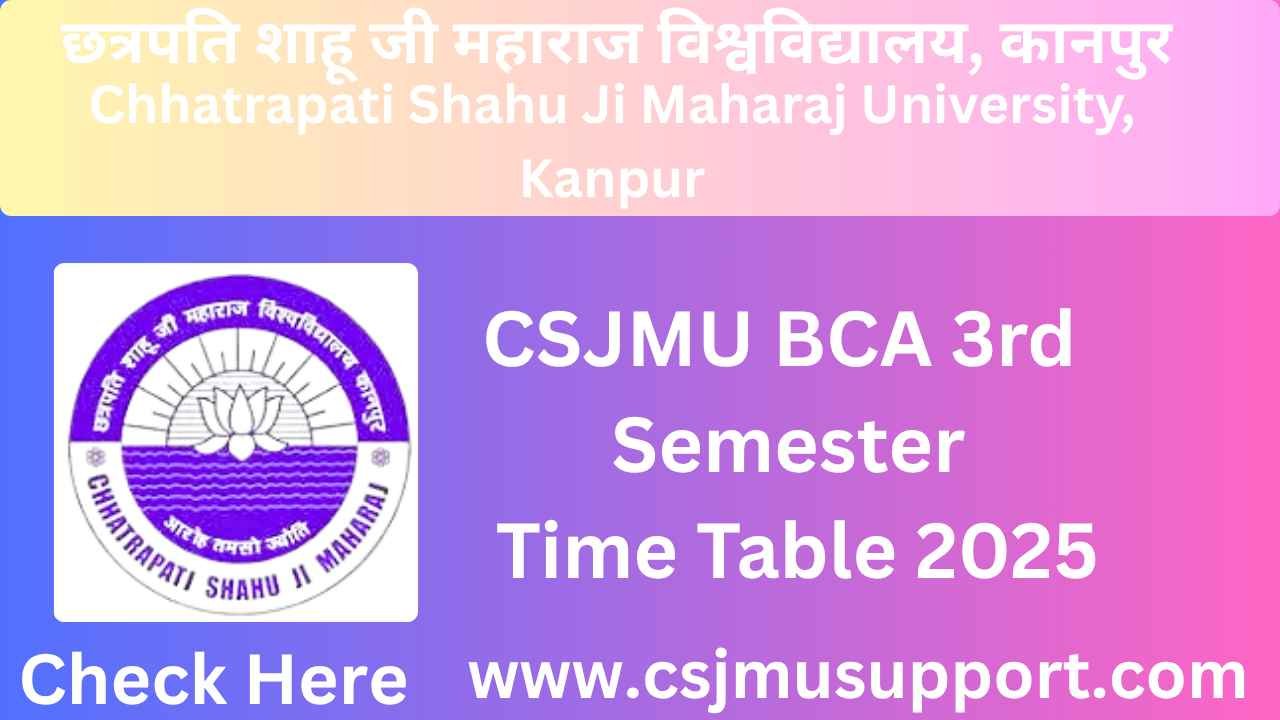 CSJMU BCA 3rd Semester Time Table PDF Download