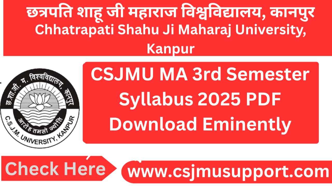 CSJMU MA 3rd Semester Syllabus PDF Download Eminently