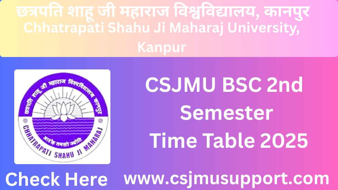 CSJMU BSC 2nd Semester Time Table PDF Download