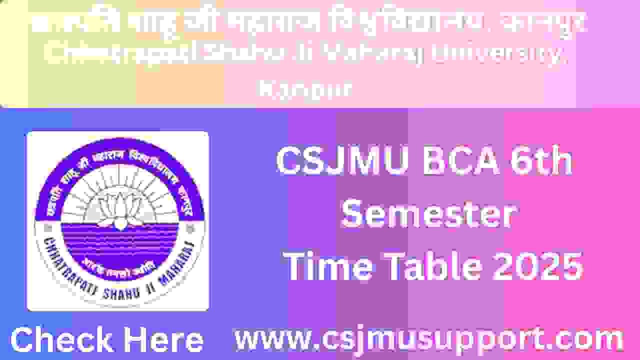 CSJMU BCA 6th Semester Time Table PDF Download