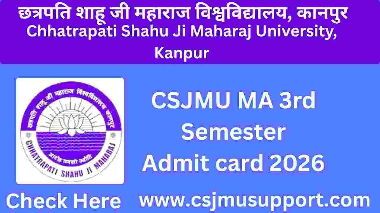 CSJMU MA 3rd Semester Admit card