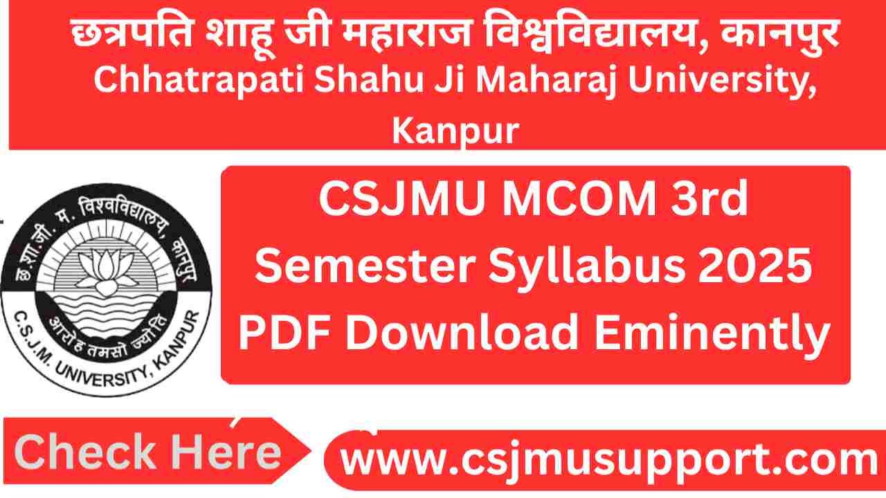 CSJMU MCOM 3rd Semester Syllabus PDF Download Eminently