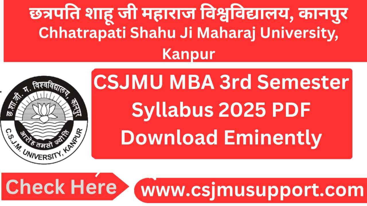 CSJMU MBA 3rd Semester Syllabus PDF Download Now